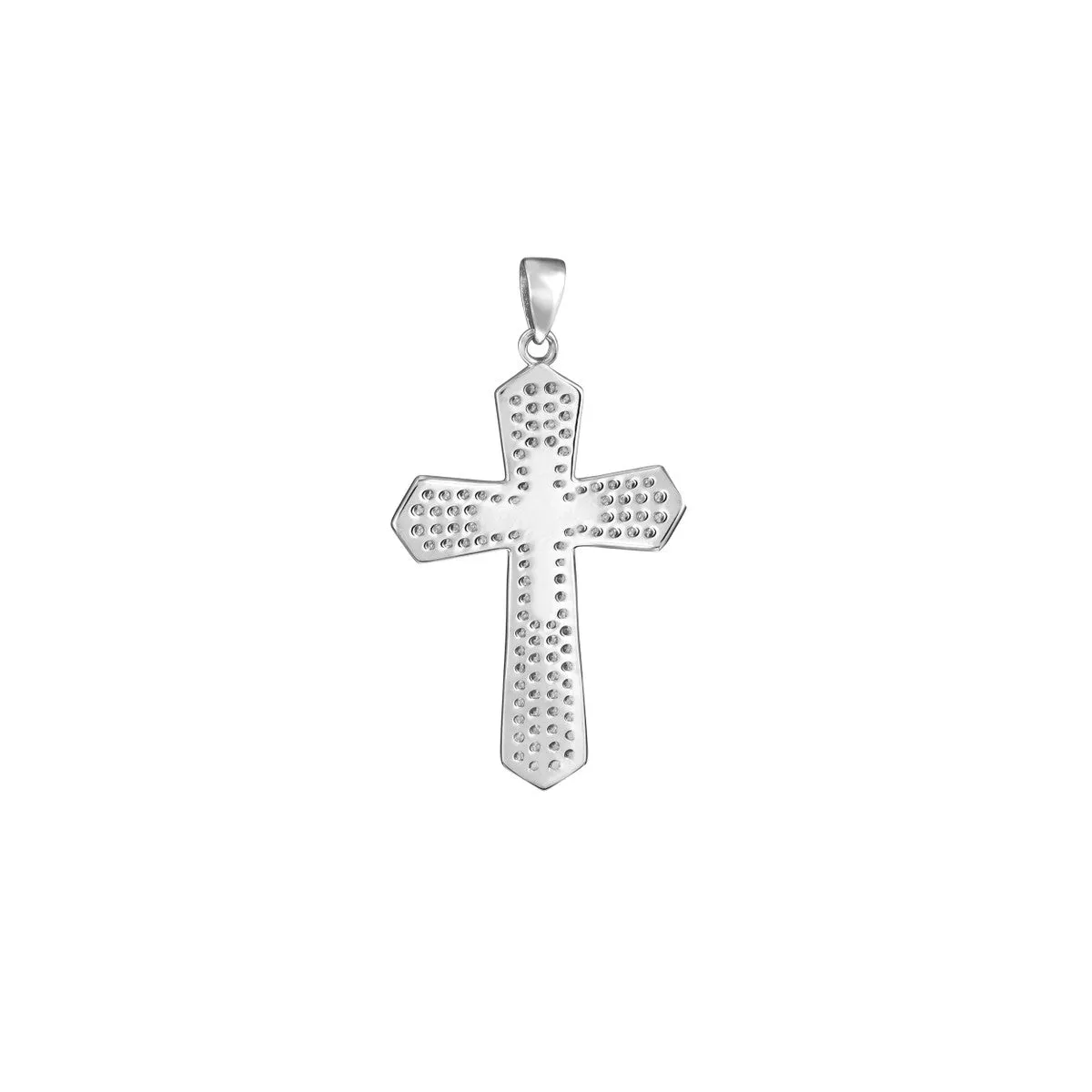 10K White Gold Large CZ Cross and Small Cross Pendant