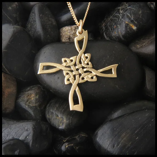 14K Gold St Brigid Open Cross Pendant