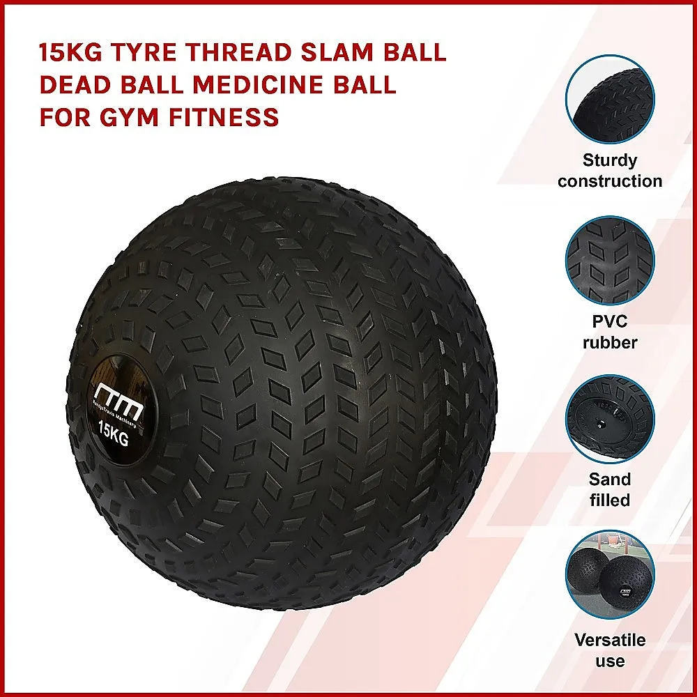 15kg Non-Bounce Tyre Slam Ball, Textured Grip Medicine Ball