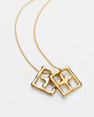 18K DRIPPS BOX CROSS NECKLACE