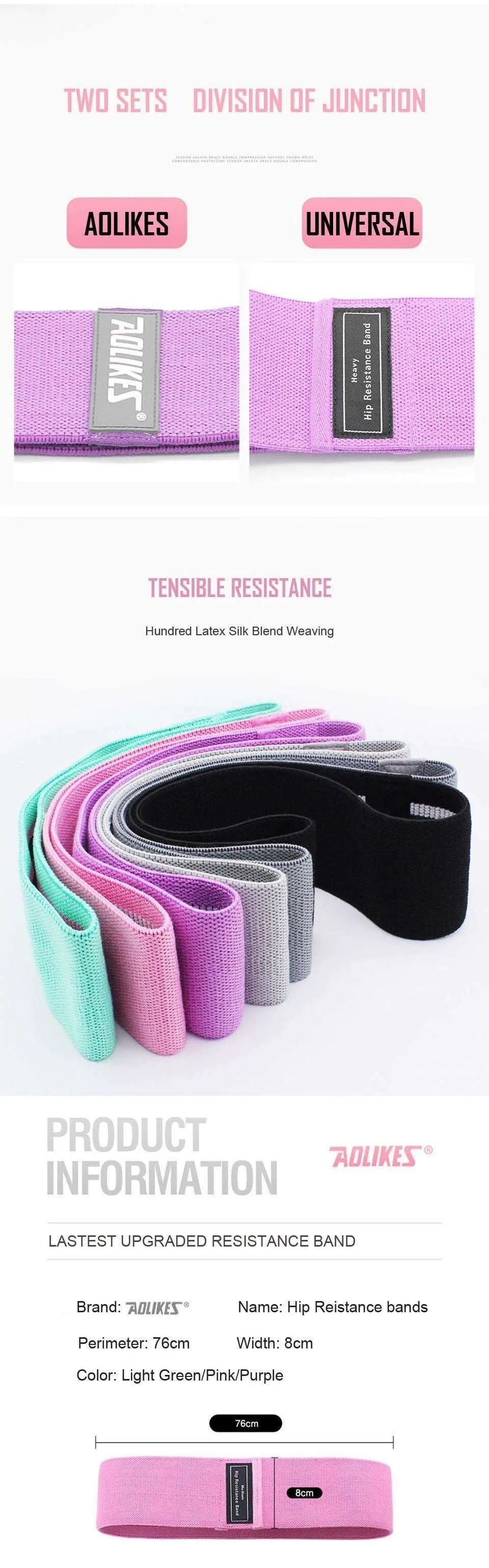 1PC Hip Yoga Resistance Band Wide Fitness Exercise LegsLoop For Circle Squats Training Anti Slip Band