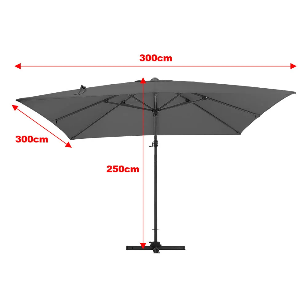 300cm Wide Garden Parasol Outdoor Hanging UV Resistant and Waterproof Umbrella for Patio