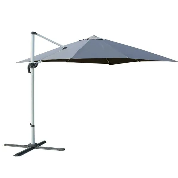 3M Cantilever 360 Degree Rotation Hanging Parasol W/ Cross Base - Grey