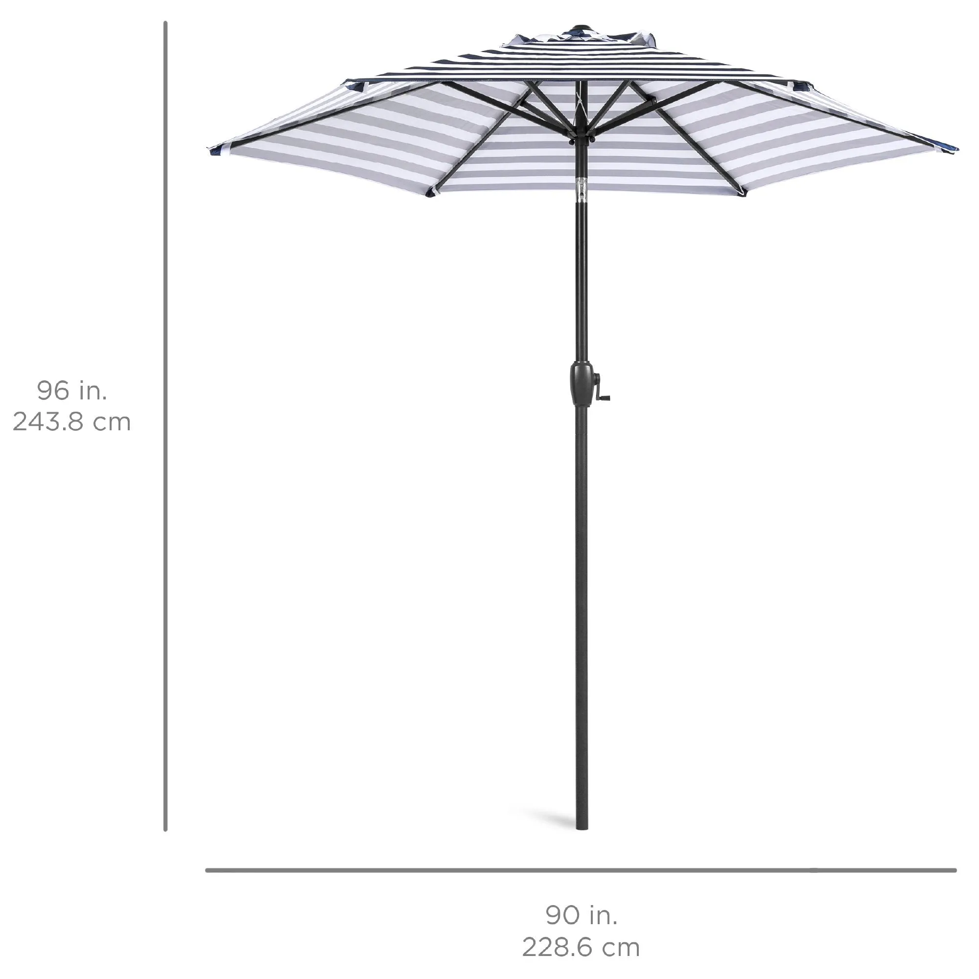 7.5ft Outdoor Market Patio Umbrella w/ Push Button Tilt, Crank Lift