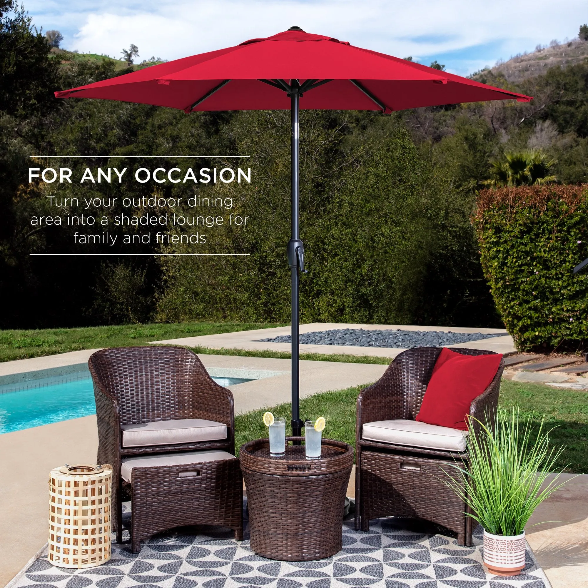 7.5ft Outdoor Market Patio Umbrella w/ Push Button Tilt, Crank Lift