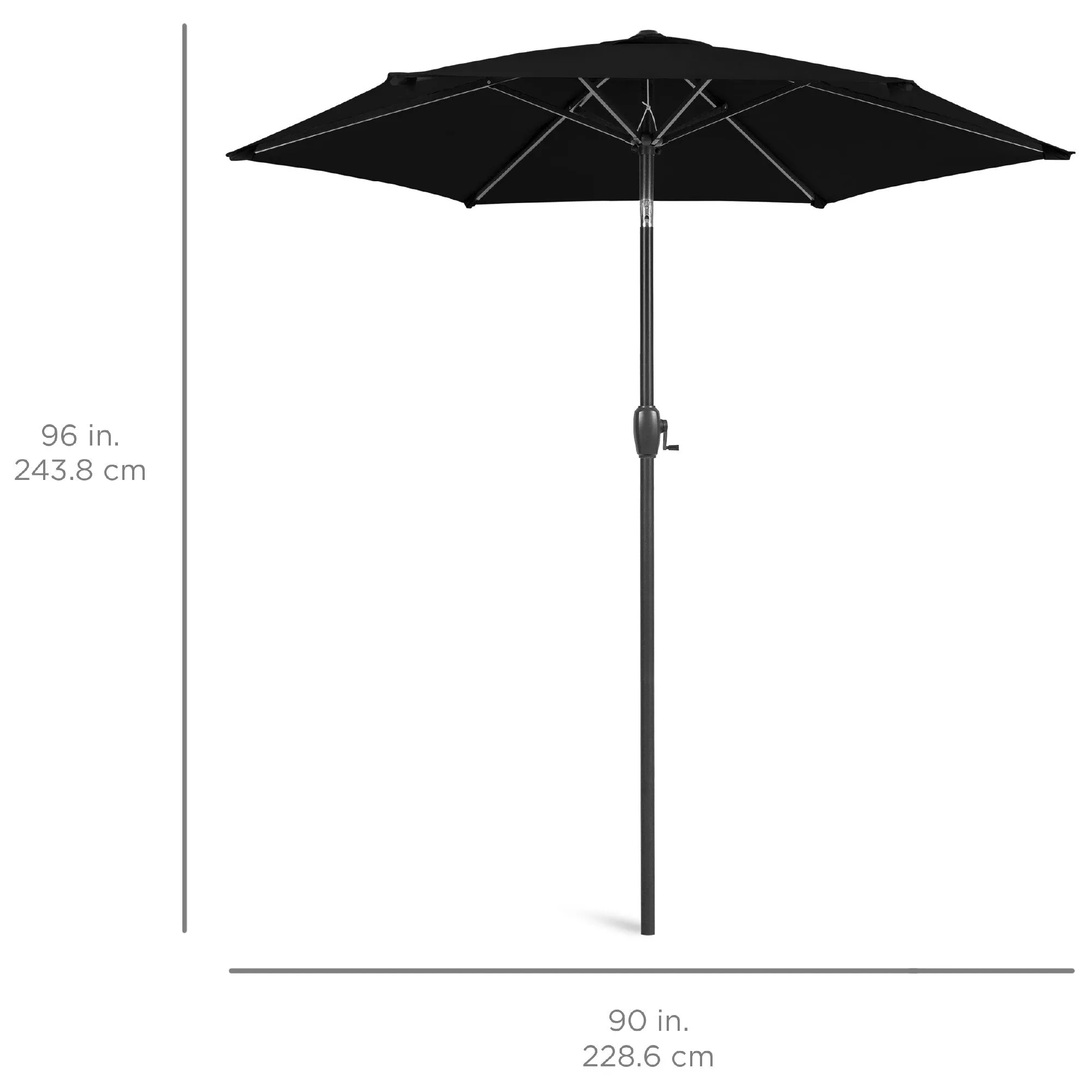 7.5ft Outdoor Market Patio Umbrella w/ Push Button Tilt, Crank Lift