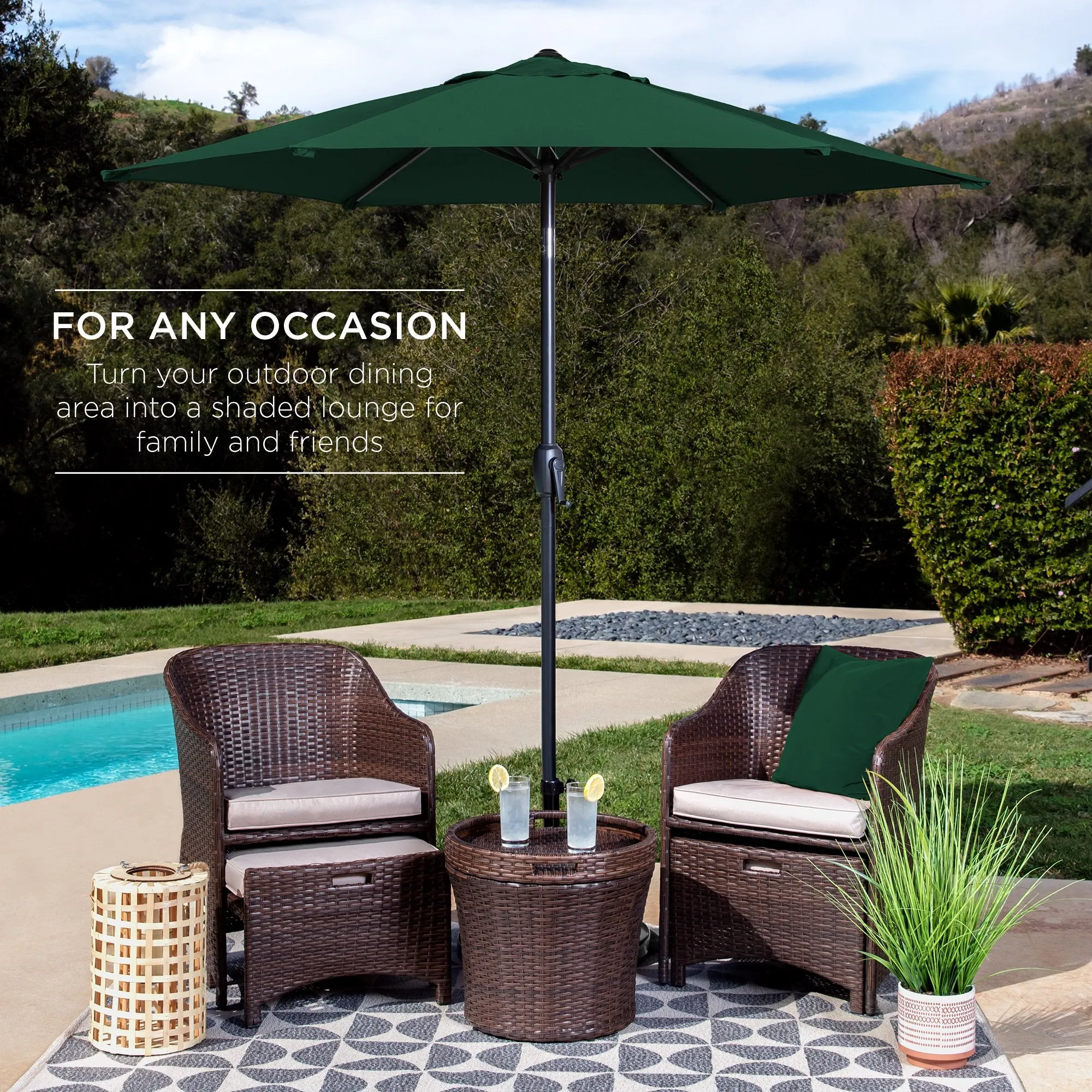 7.5ft Outdoor Market Patio Umbrella w/ Push Button Tilt, Crank Lift