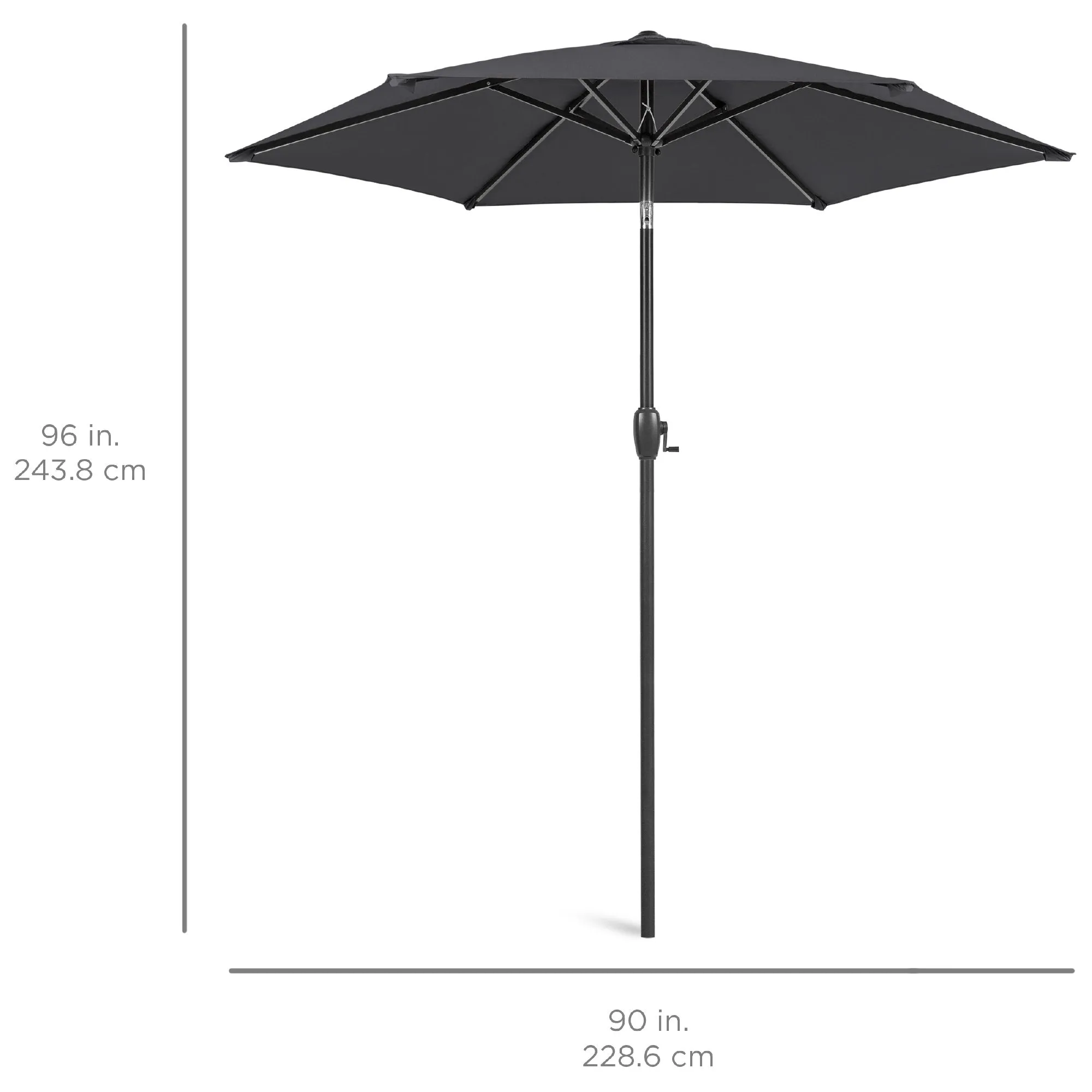 7.5ft Outdoor Market Patio Umbrella w/ Push Button Tilt, Crank Lift