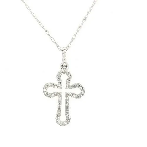 9ct White gold Diamond Cross