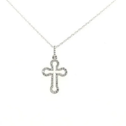 9ct White gold Diamond Cross