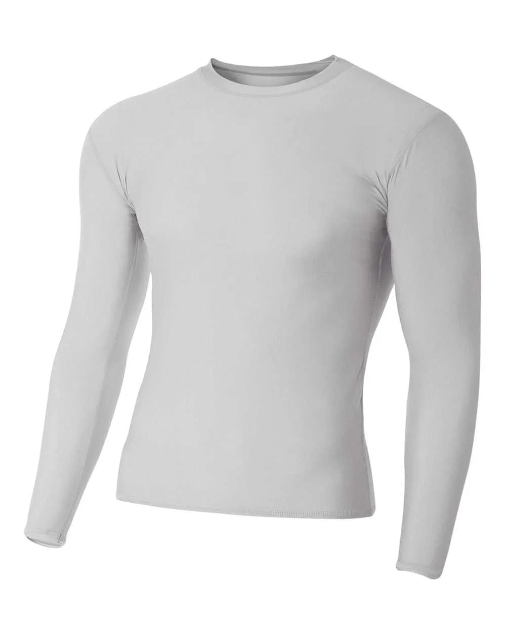 A4 N3133 Long Sleeve Compression Crew - Silver