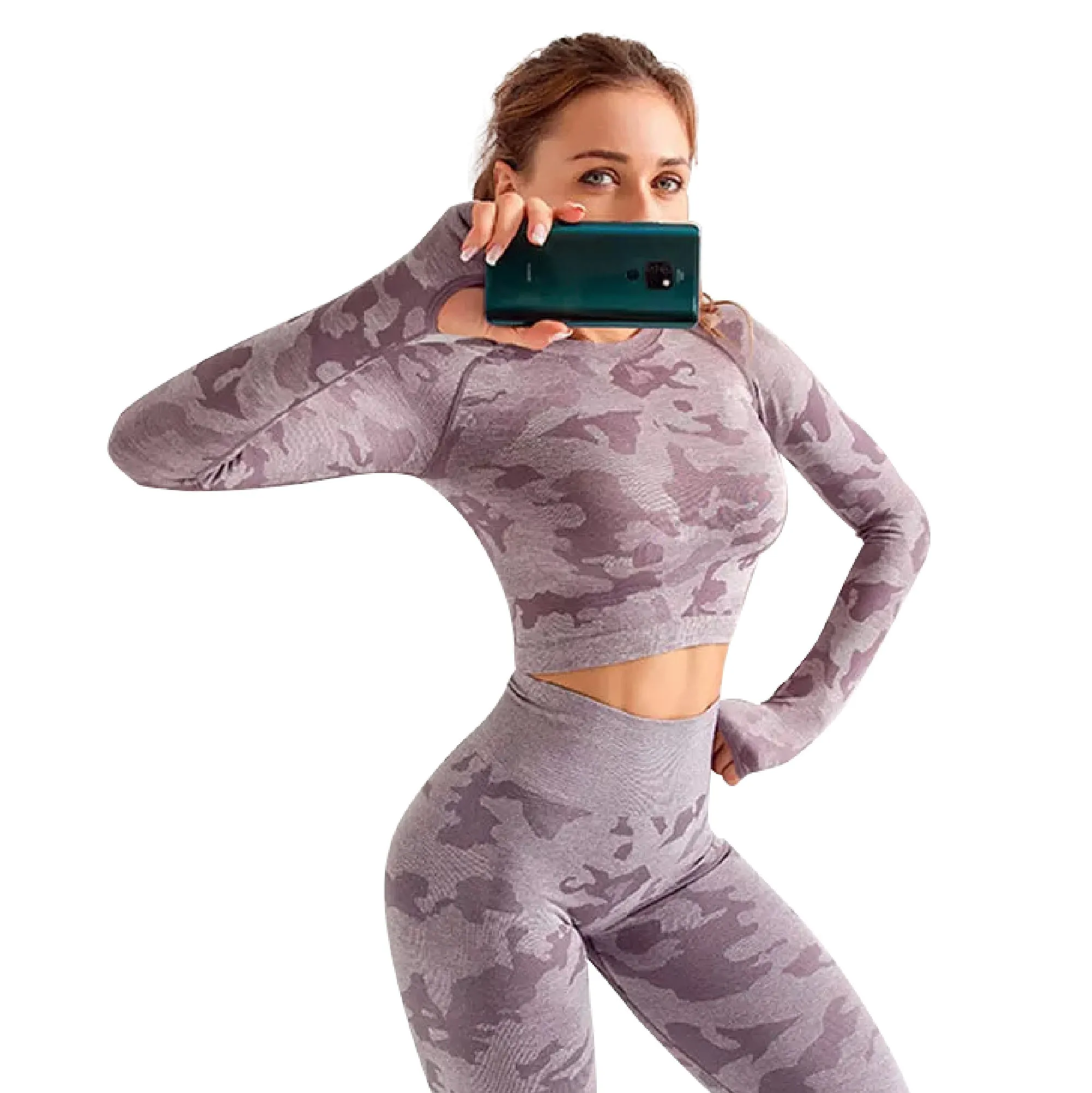 Alpha Camp New Wicking Tight Sports Blouse Running Yoga Breathable Hollow Seamless Crop Top Long Sleeve Fitness T-shirt