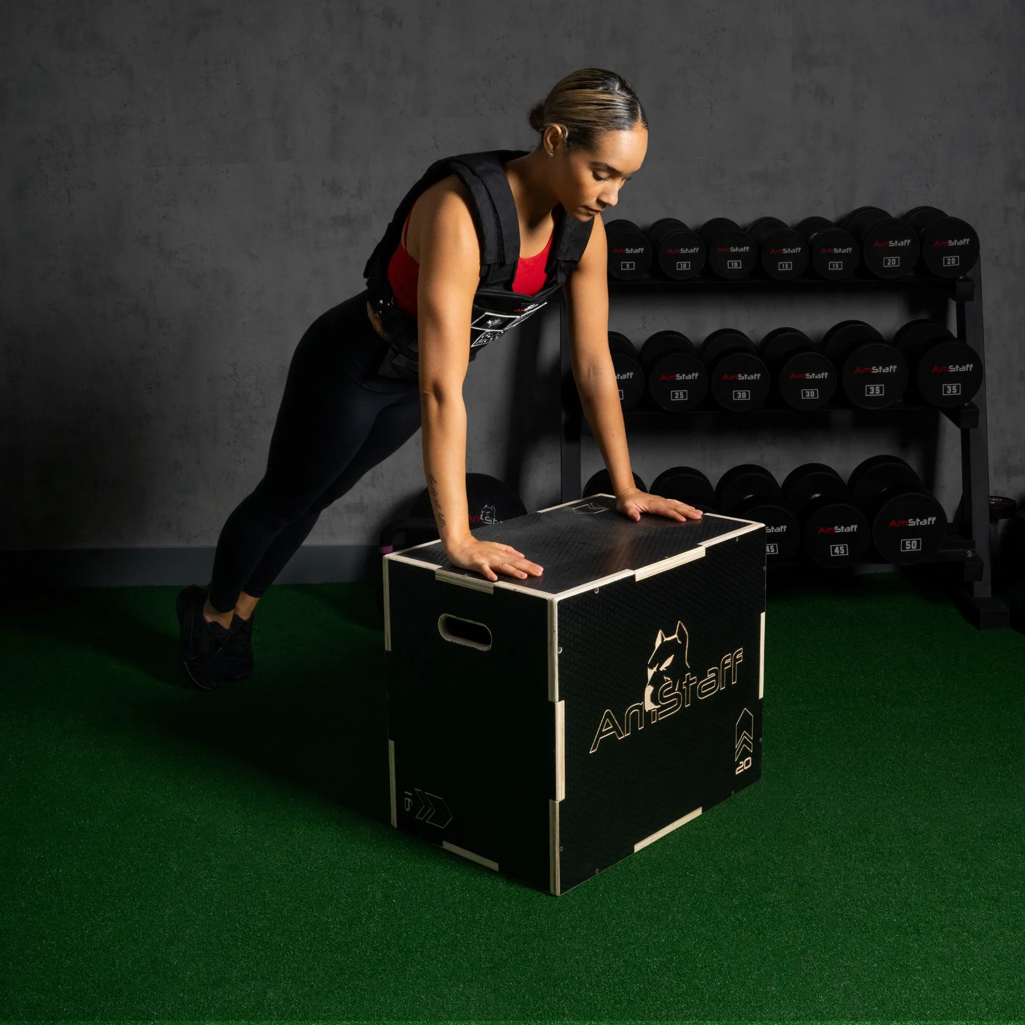 AmStaff Fitness 3-in-1 Non-Slip Wood Plyometric Boxes