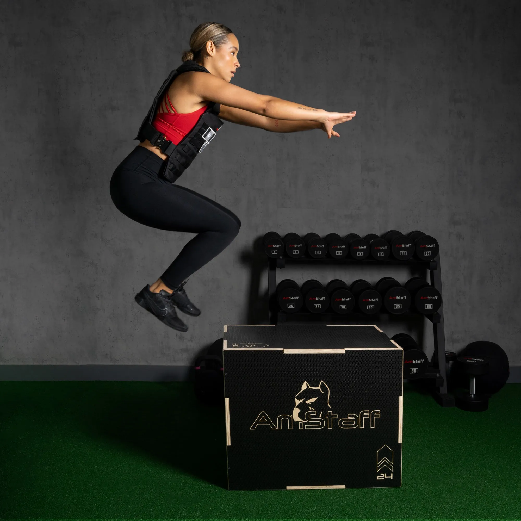 AmStaff Fitness 3-in-1 Non-Slip Wood Plyometric Boxes