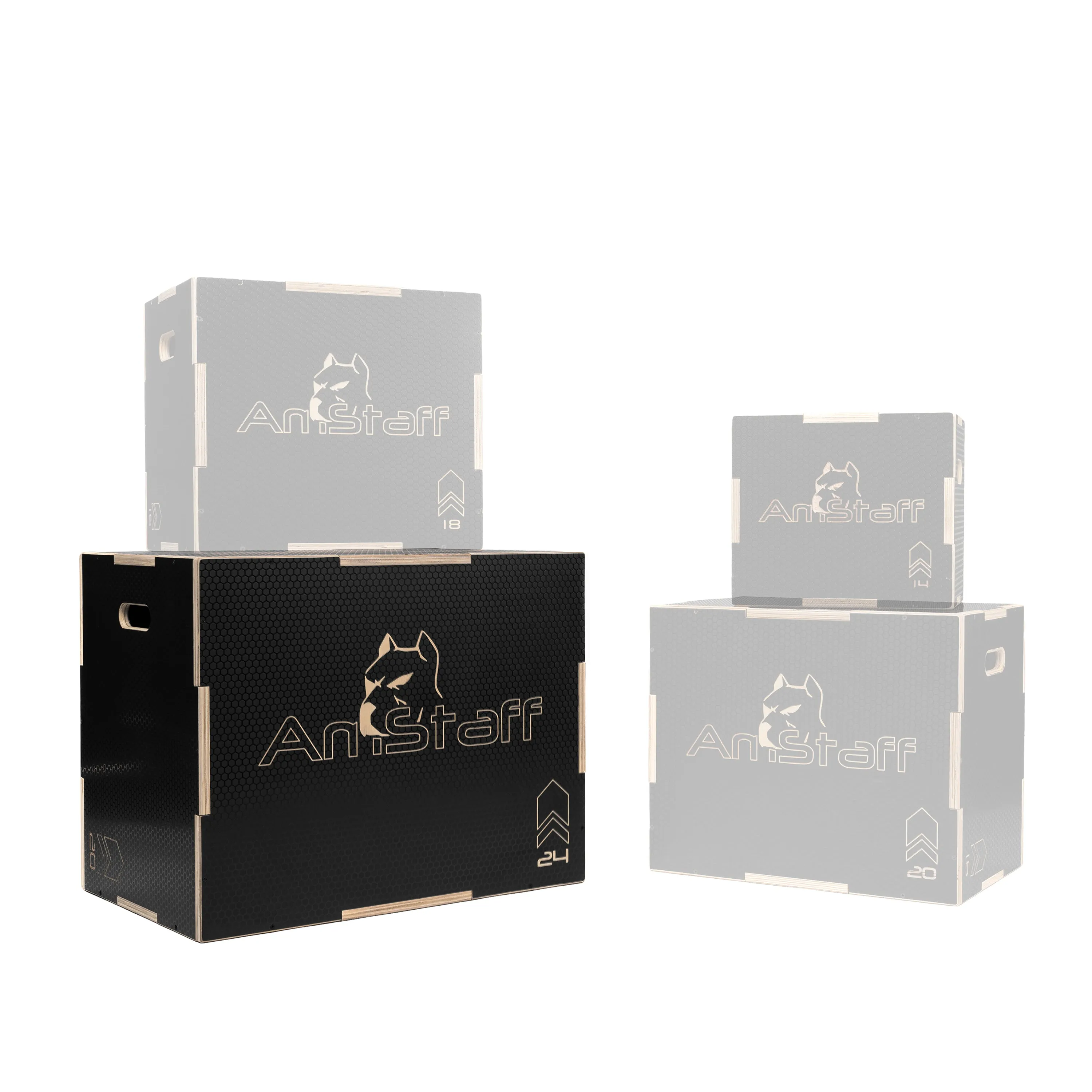 AmStaff Fitness 3-in-1 Non-Slip Wood Plyometric Boxes