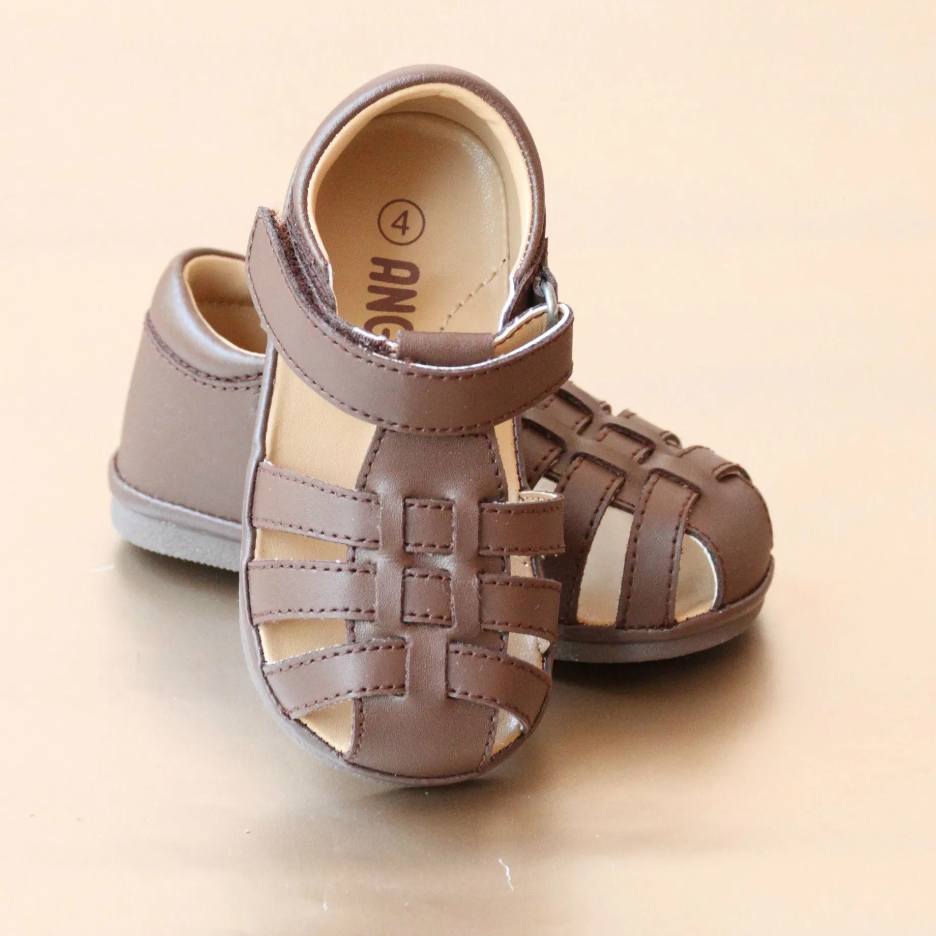 Angel Baby Boys Leather Lattice Fisherman Sandal