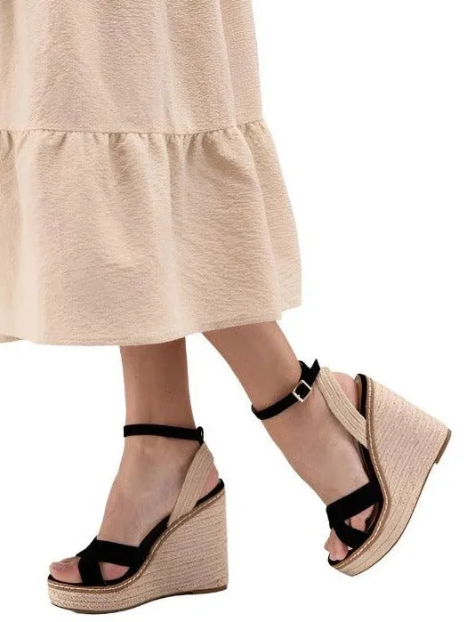 Ankle Strap Espadrille Platform Wedge Sandals