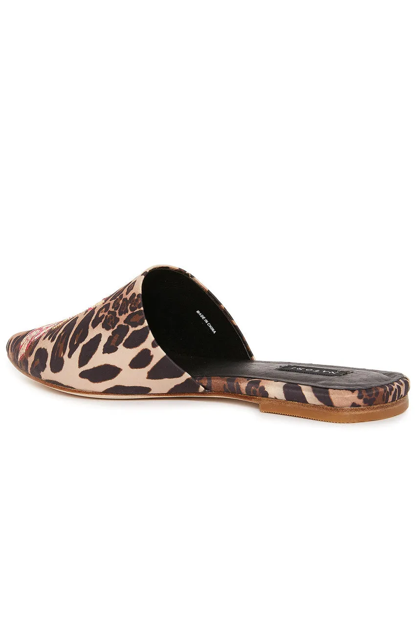 Arri Luxe Leopard Satin Embroidered Slide