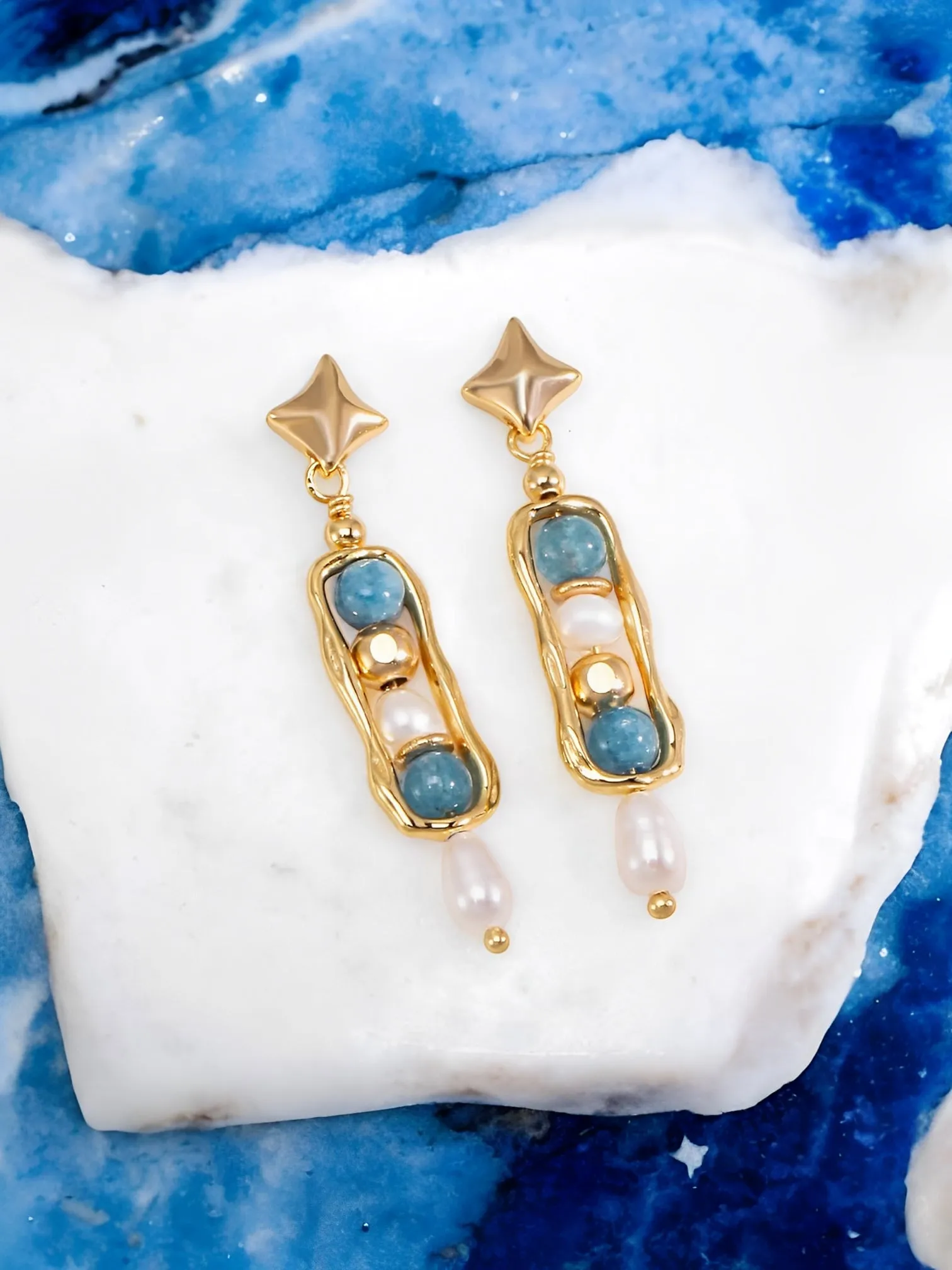 Astrea - Star Amazonite Pearl Drop Earrings