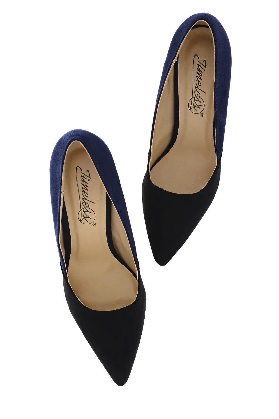 AUBREY Navy Black Suede Pumps