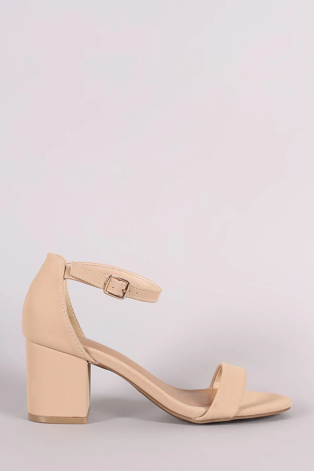 Bamboo Ankle Strap Open Toe Block Heel