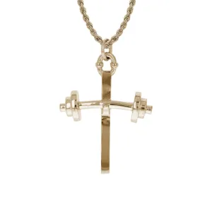 Barbell Cross Necklace | Gold