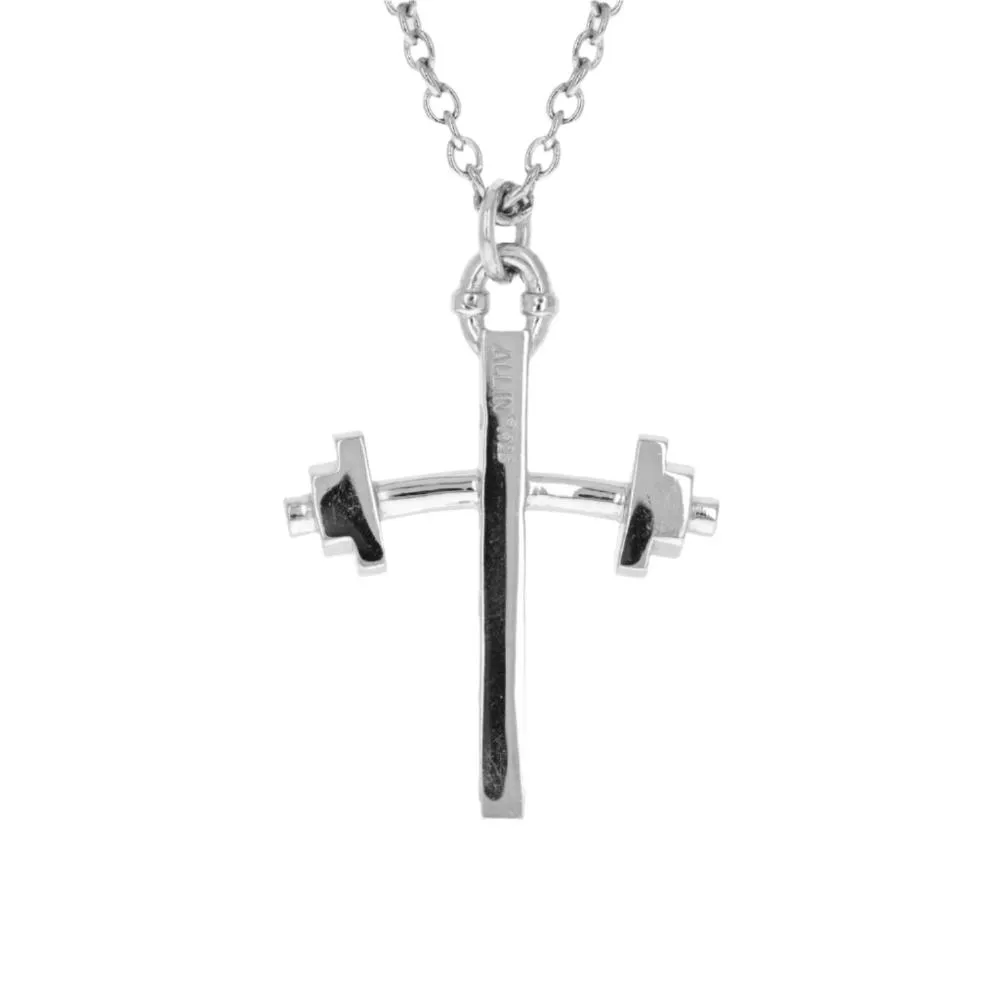 Barbell Cross Necklace | Sterling