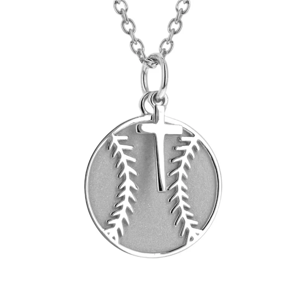 Baseball Necklace With Dangle Cross | Gold