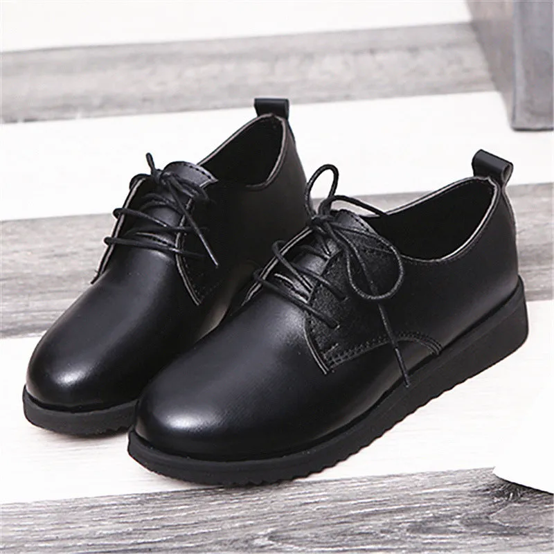 Black Flat-bottomed Round Toe Professional Work Shoes Women