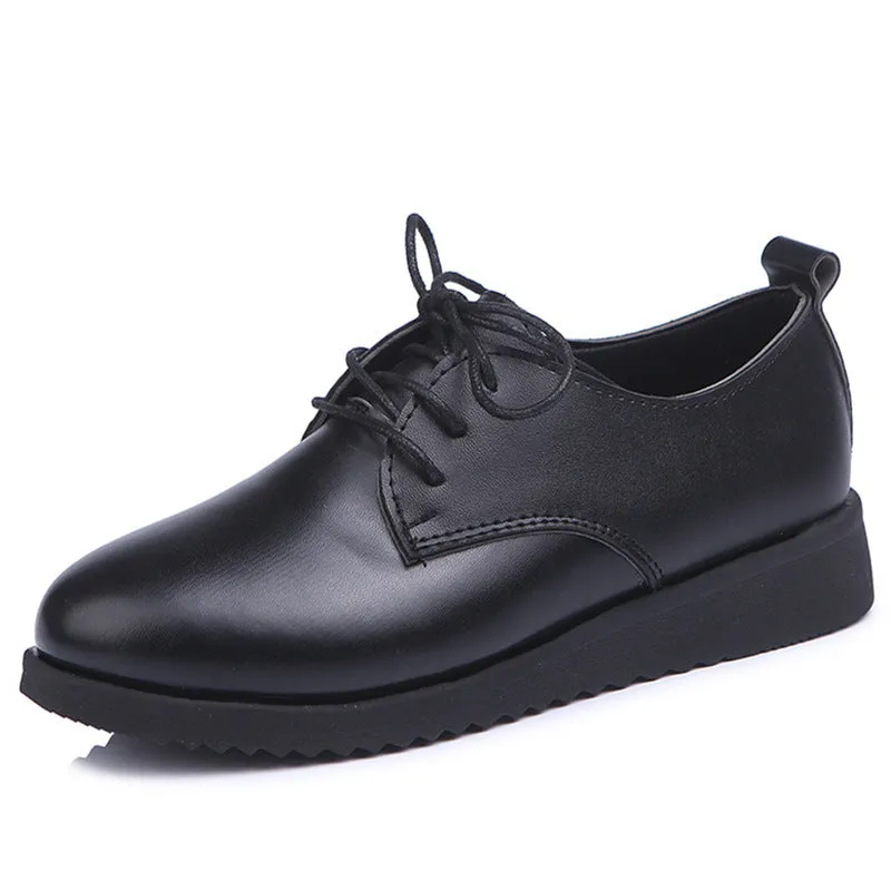 Black Flat-bottomed Round Toe Professional Work Shoes Women