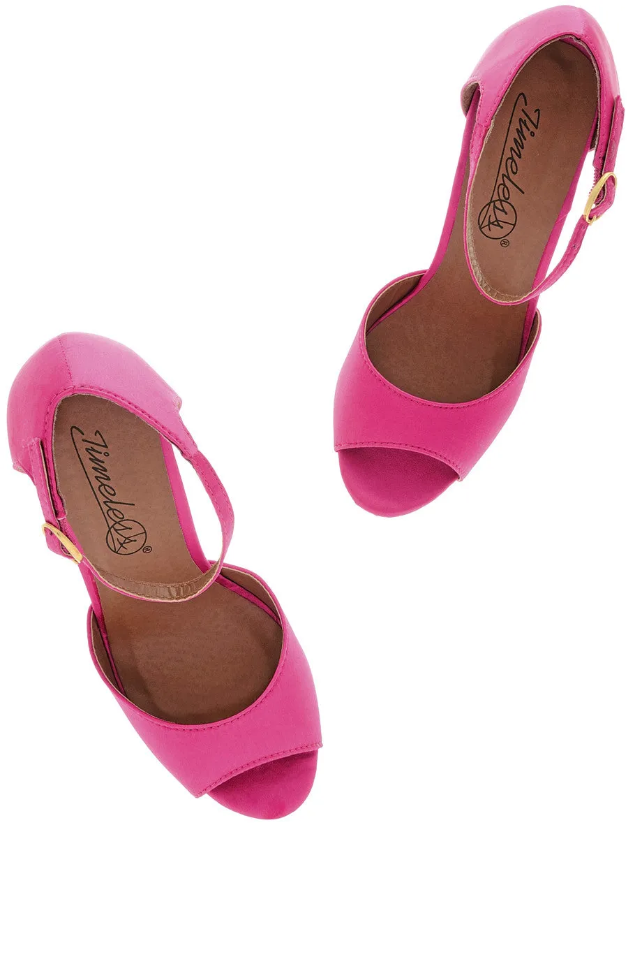 BLOSSOMS Fuchsia Ankle Strap Wedges