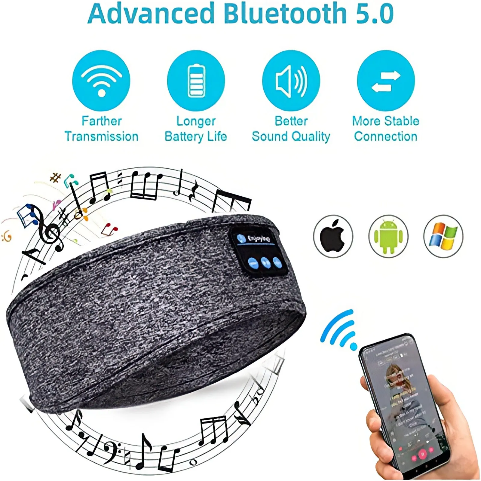 Bluetooth Stereo Music Sleeping Eye Mask Headband Sports Bandana