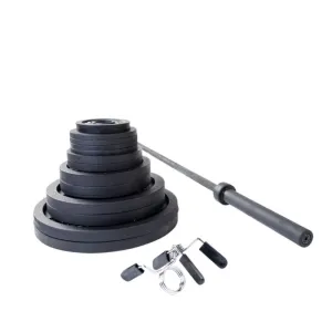 Body-Solid Cast Iron Plate & Barbell Set