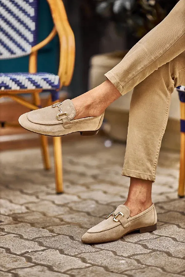 Bojoni Bravo Beige Suede Horsebit Loafers