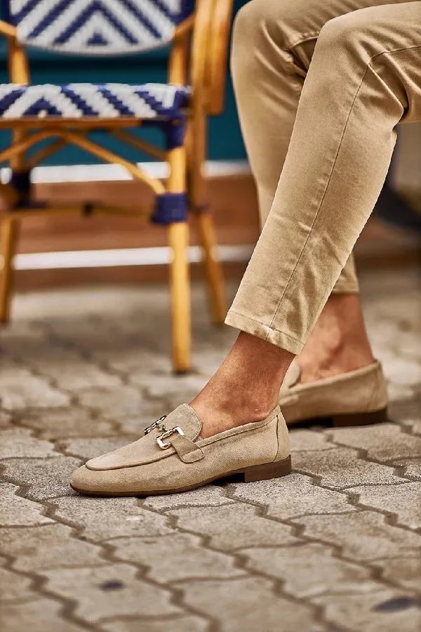 Bojoni Bravo Beige Suede Horsebit Loafers