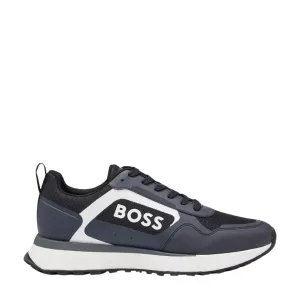 BOSS Jonah Mixed-Material Lace Up Navy Trainers