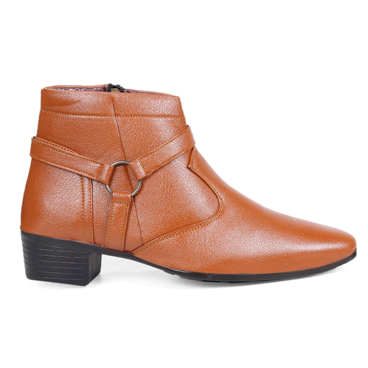 BXXY Height Increasing Office Wear Zipper and Buckle Boots