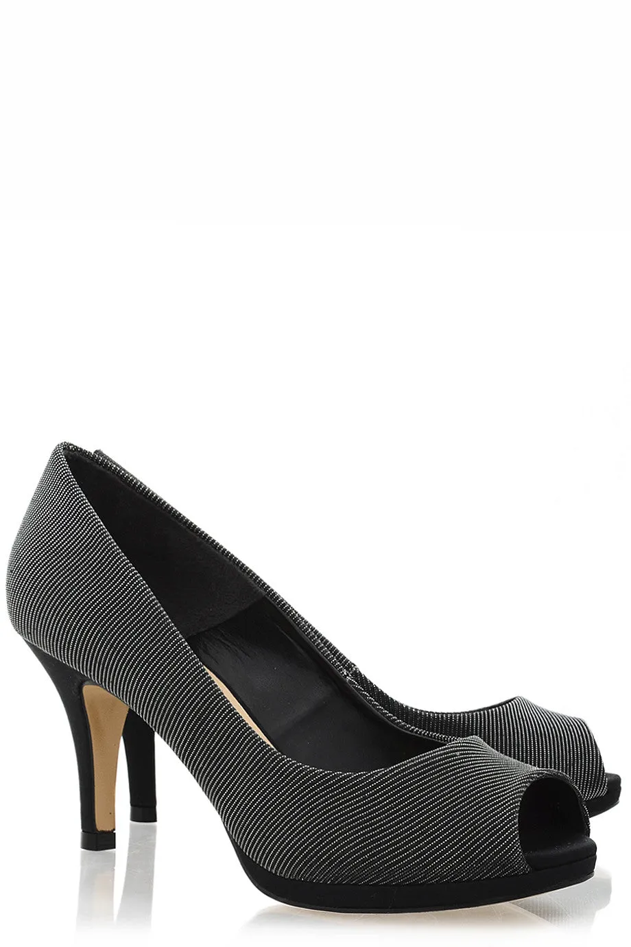 CECCONELLO MEI Silver Lurex Mid-Heel Peep Toe