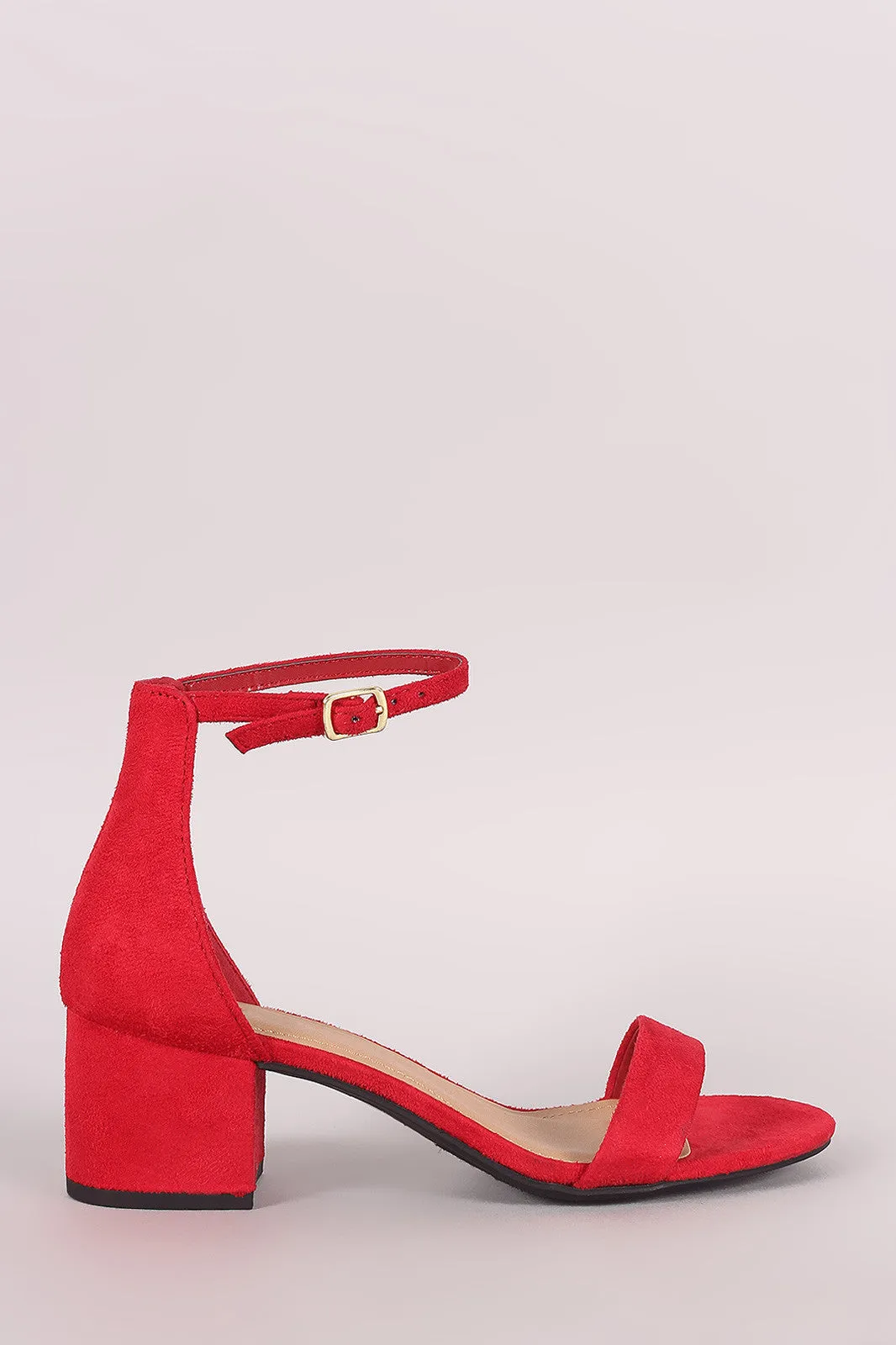 City Classified Suede Ankle Strap Open Toe Block Heel