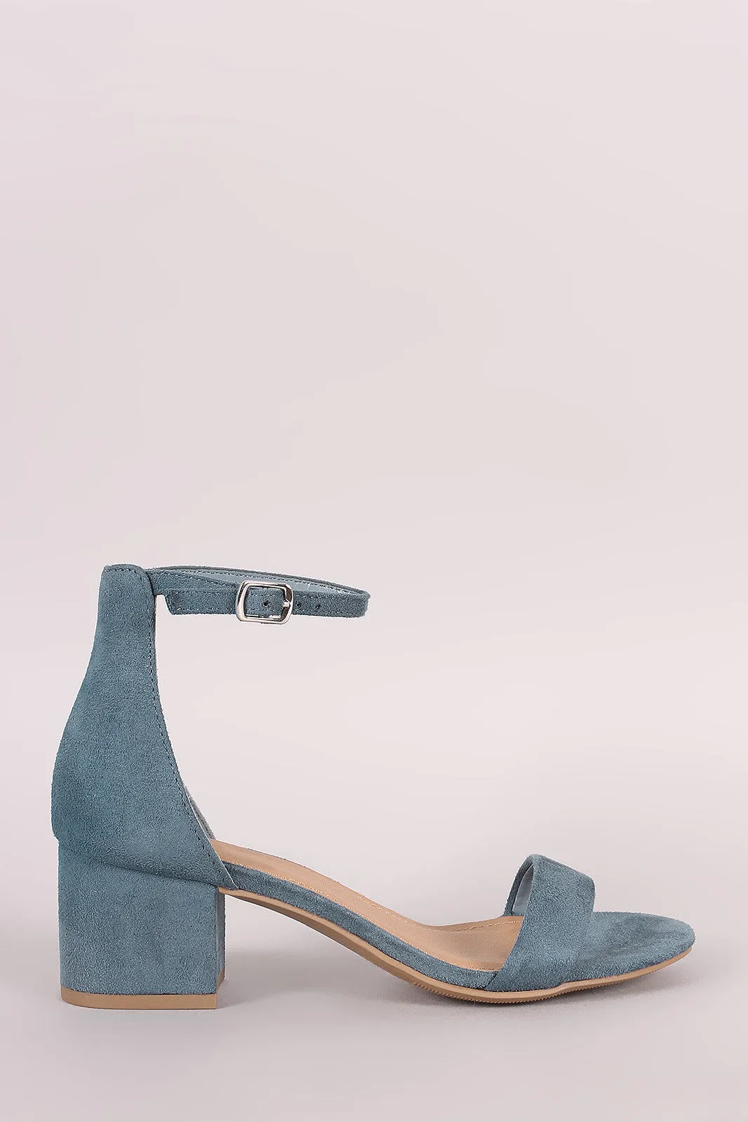 City Classified Suede Ankle Strap Open Toe Block Heel