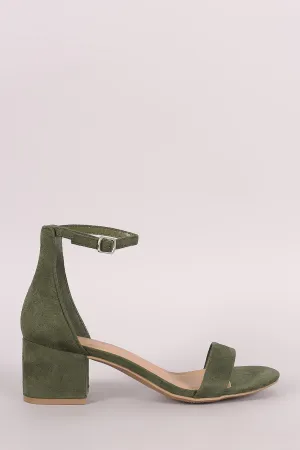 City Classified Suede Ankle Strap Open Toe Block Heel