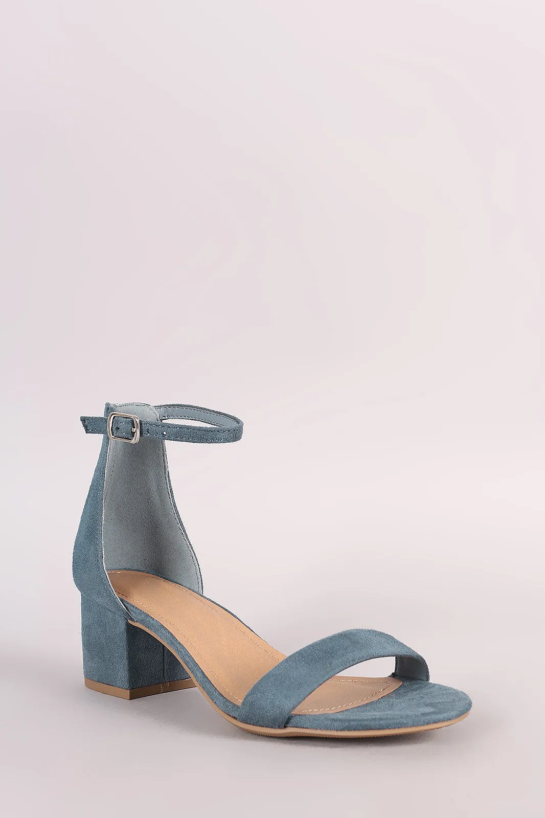 City Classified Suede Ankle Strap Open Toe Block Heel