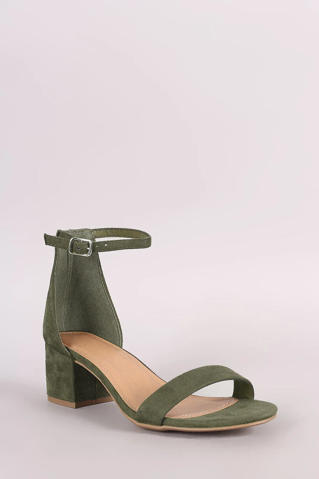 City Classified Suede Ankle Strap Open Toe Block Heel