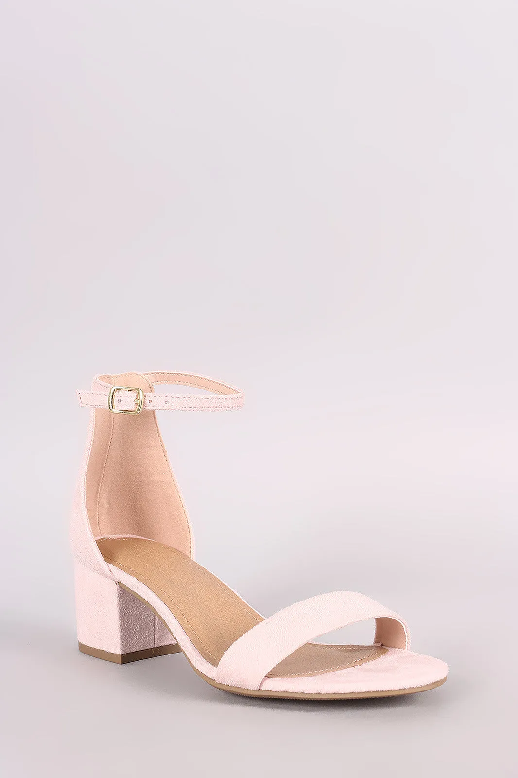 City Classified Suede Ankle Strap Open Toe Block Heel