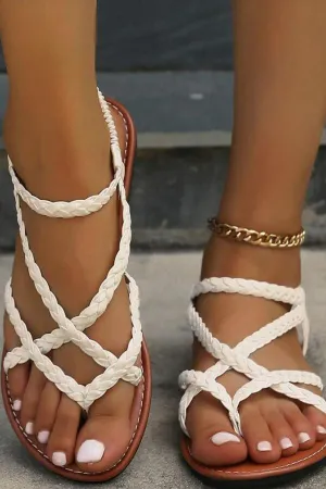 Cross Braid Thong Strap Sandals