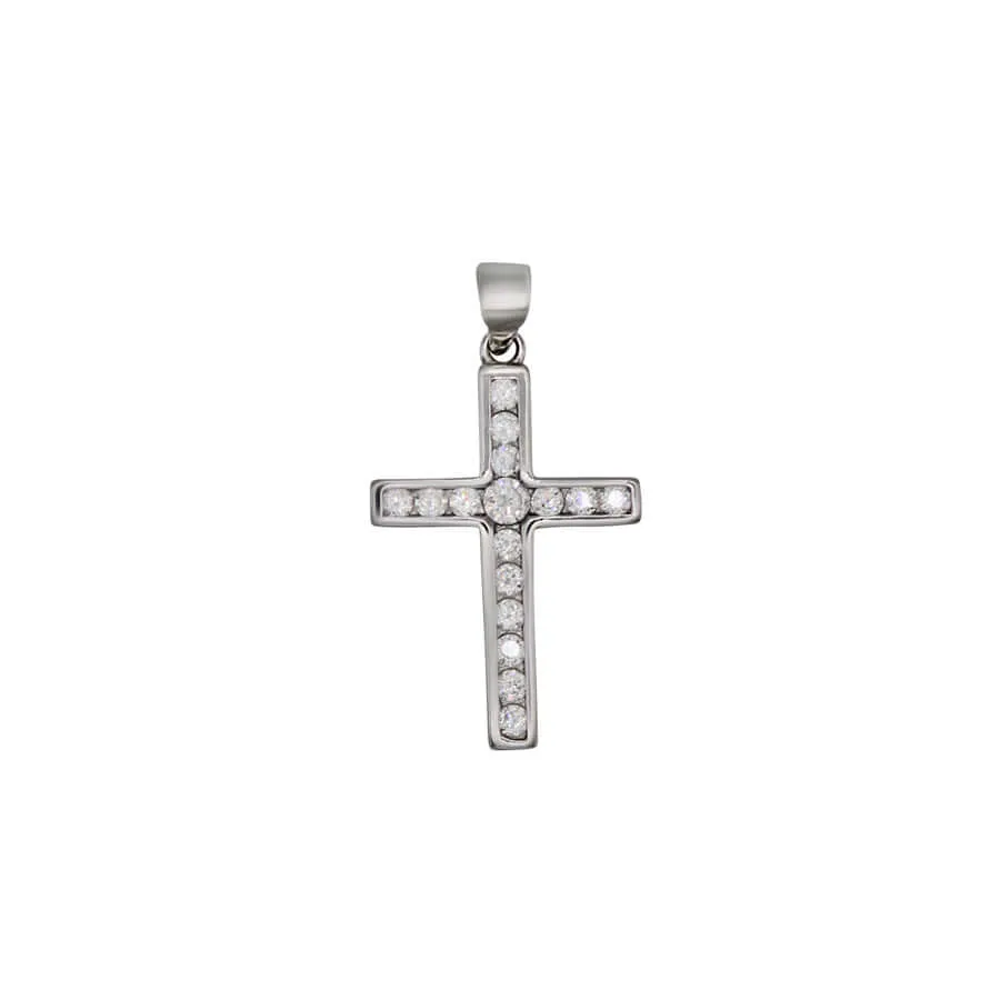 CROSS PENDANT - SILVER AND ZIRCONIA