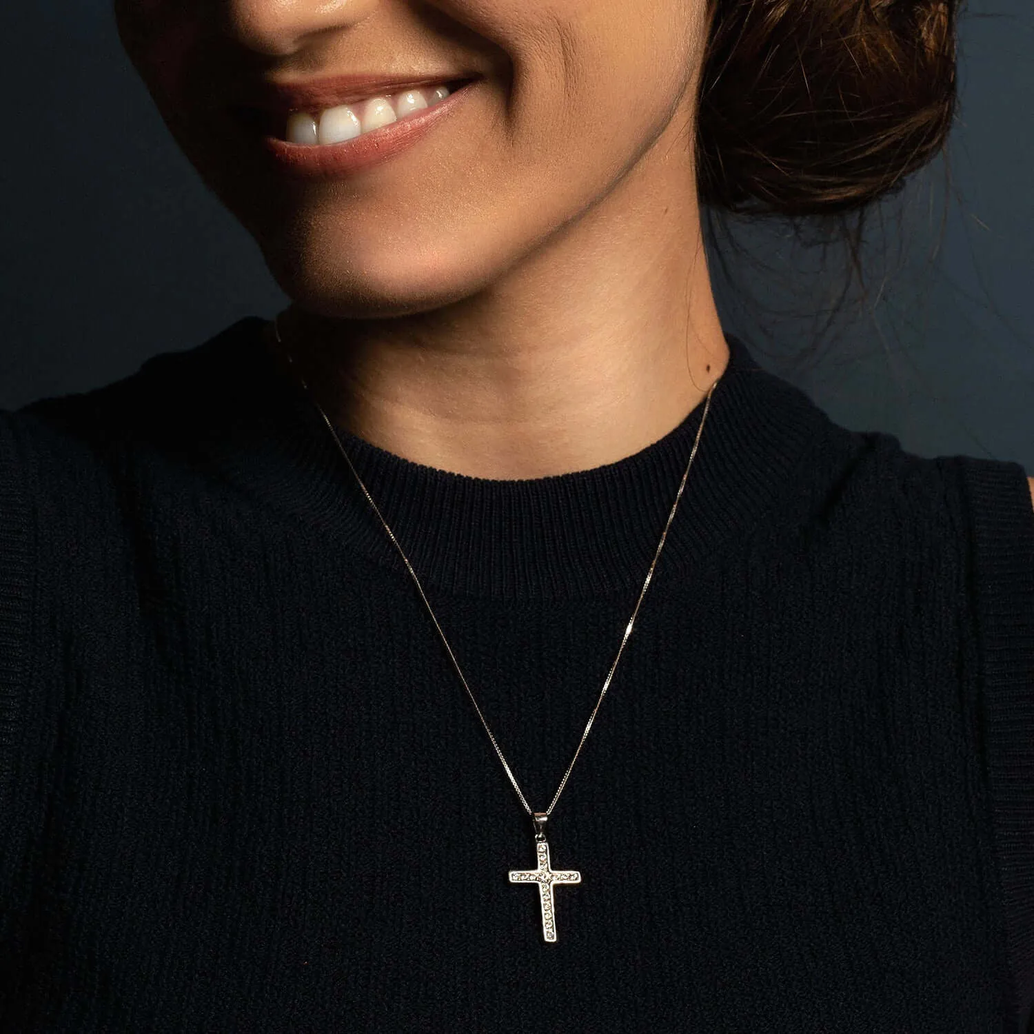 CROSS PENDANT - SILVER AND ZIRCONIA