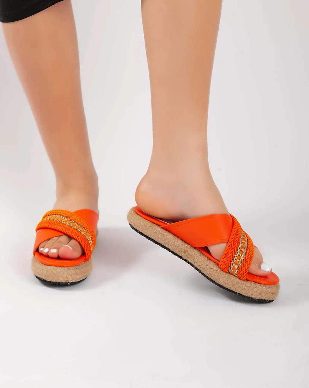 Cross Strap Slipper - Orange