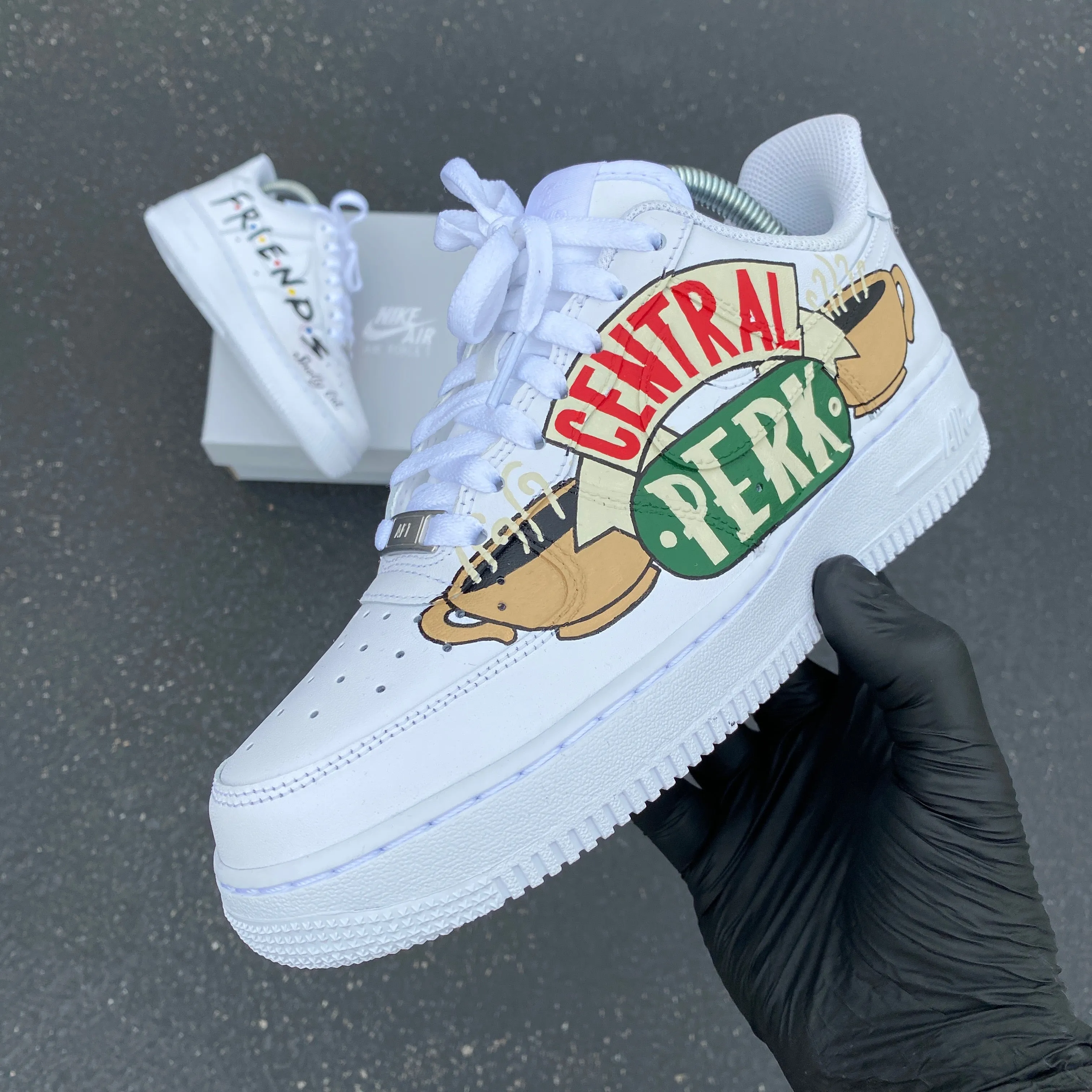 Custom Hand Painted Friends Theme White Nike Air Force 1 Low