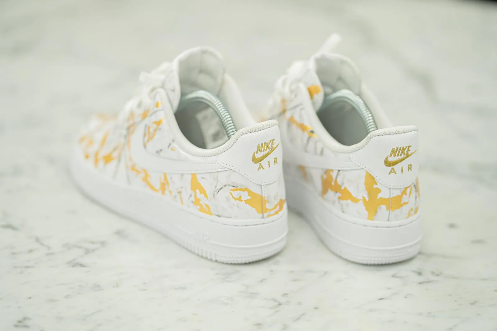 Custom Hand Painted Gold Marble Nike Air Force 1 Low